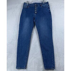 Fashion Jeans Womens Size 18 Mom Skinny Jeans Button Fly Medium Wash Blue